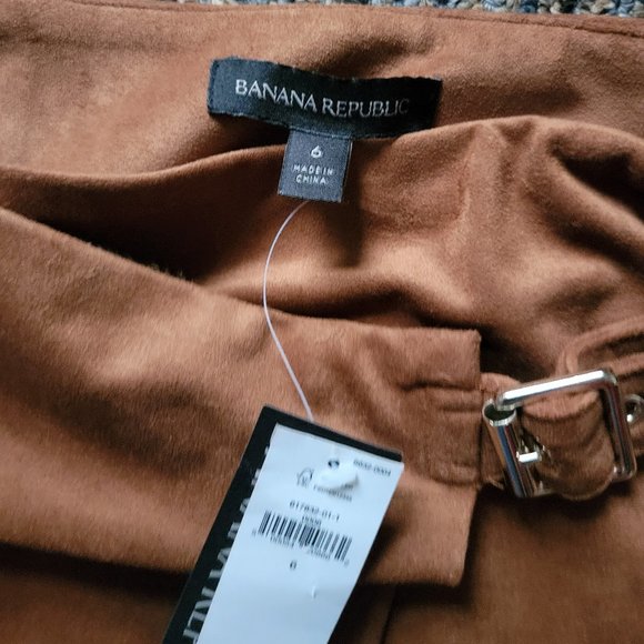 NWT Super Soft Banana Republic Brown Micro Suede Skirt Size 6 - Picture 5 of 9